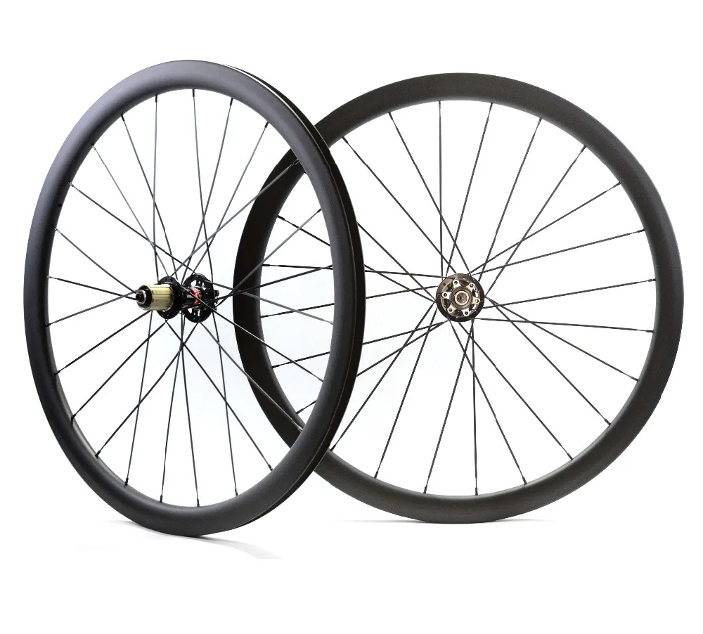 

Full carbon fiber wheels 700C 38mm depth 25mm width Clincher/Tubular Road disc brake bike wheelset UD matte finish