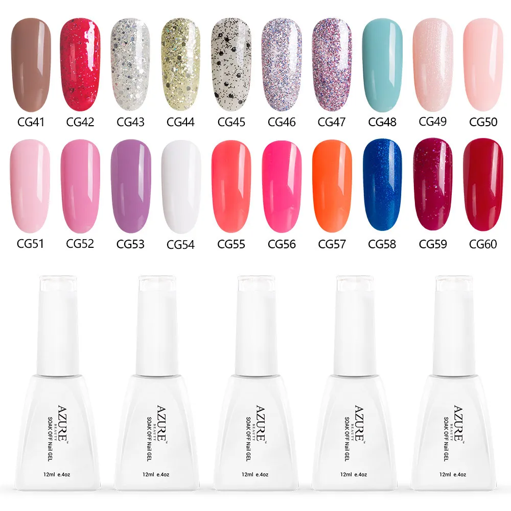  Azure Beauty UV Nail Gel Polish 119 Colors Semi Permanent Led Gel Nail Varnish Soak Off Glitter Nai