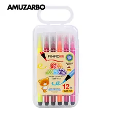 Прекрасный нейлон мягкой головой моющиеся 12 Цвет Фломастеры маркеры, фломастер, ручка детский сад канцелярские школьные принадлежности