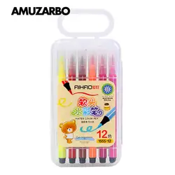 Прекрасный нейлон мягкой головой моющиеся 12 Цвет Фломастеры маркеры, фломастер, ручка детский сад канцелярские школьные принадлежности