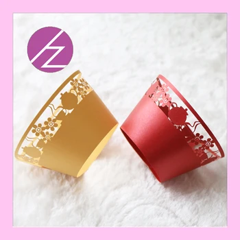 

50pcs/lot Free Shipping Halloween party decoration Laser wrapper with Chinese teapot cupcake wrapper red and yellow DG-68