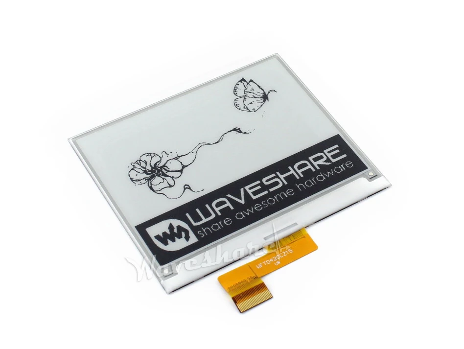 

Waveshare 400x300, 4.2inch E-Ink raw display without PCB,Two-color:Black, White,SPI Interface,No Backlight