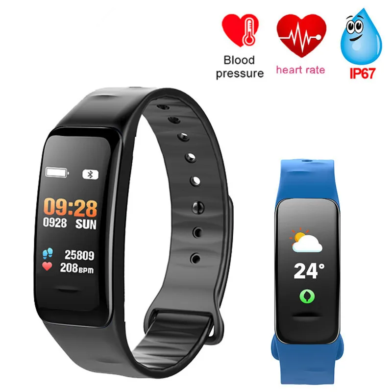 

C1S Smart Bracelet Color Screen Wristband Blood Pressure Smart Bracelet Fitness Tracker Heart Rate C1S Wristband PK mi band 2 3