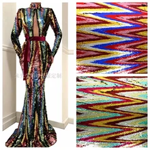 LASUI W0124 новая многоцветная рыбья чешуя с блестками DIY Высококачественная волнистая блестящая сетчатая кружевная ткань модная одежда костюм для сцены