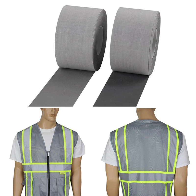 10cm width EN471 width Gery Reflective Polyester Fabric for clothing sewing on 10cm width EN471 width Gery Reflective Polyester Fabric for clothing sewing on