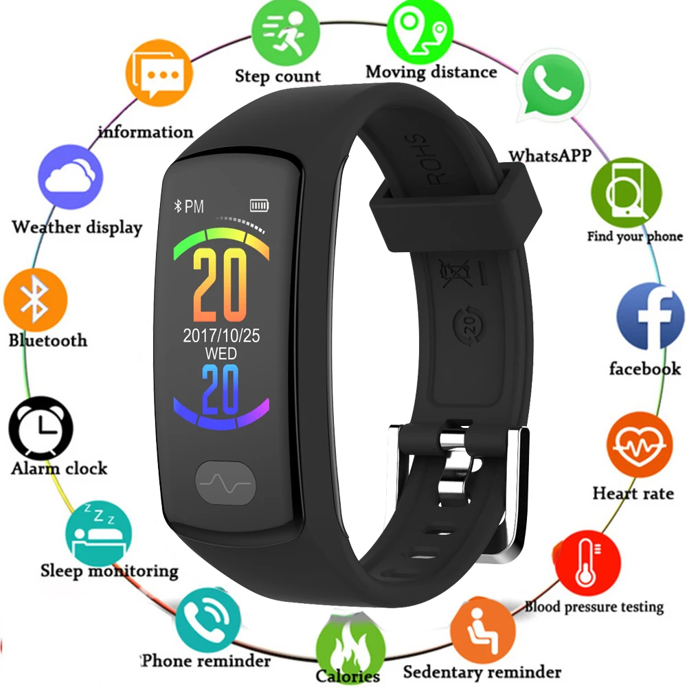 

E07 ECG PPG Heart Rate Monitor Smart Wristband Fitness Activity Tracker Blood Pressure Color Screen Watchband Smart Bracelet