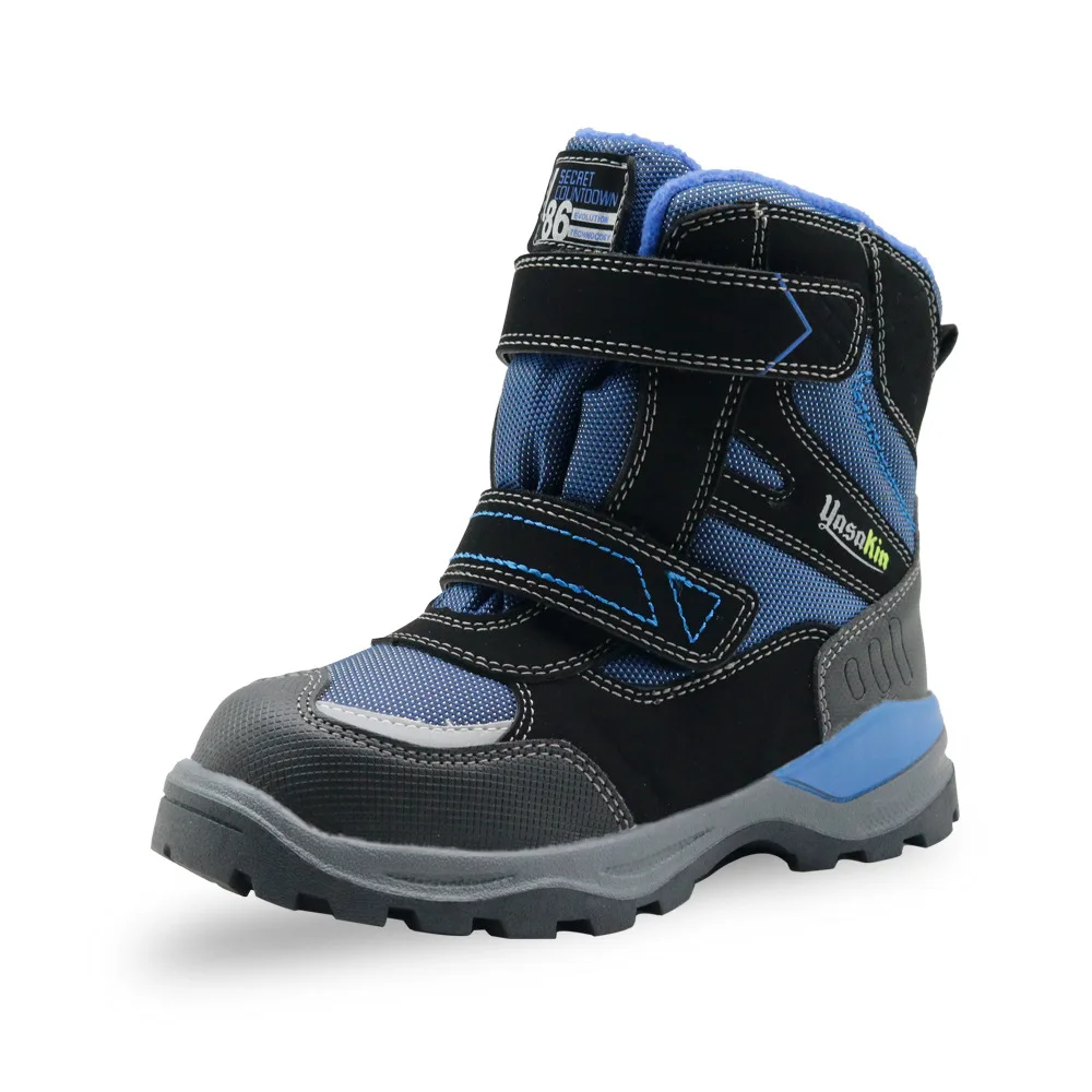 ULKNNboy/зимние ботинки; спортивные ботинки на открытом воздухе; Новинка года; зимняя обувь для мальчиков с шерстяной подкладкой; светильник в полоску; теплая обувь - Цвет: blue