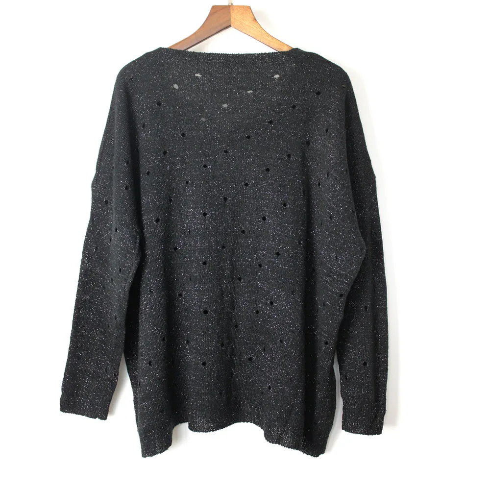PUNK ROCK style butterfly Bronzing  tops hollow out Knitted Sweaters Pullovers Femme hole Loose Feminino sexy womens Tops