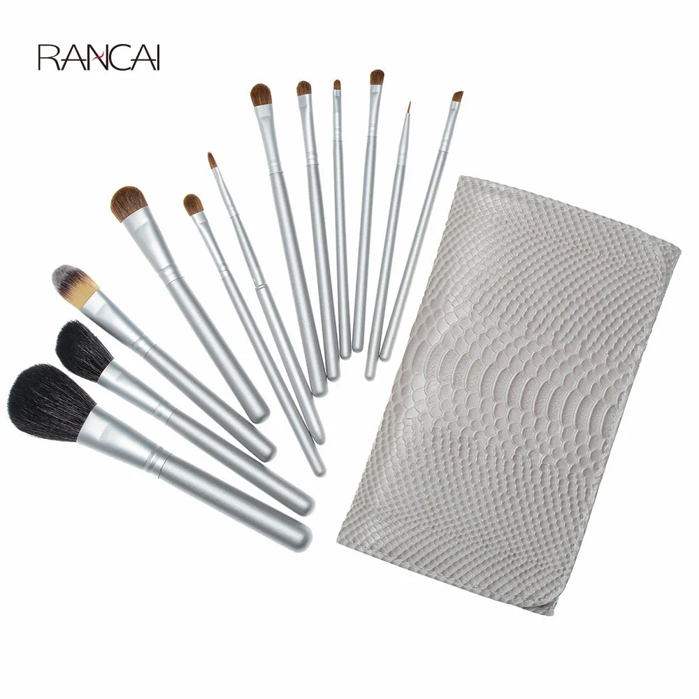 

Pro 12pcs Makeup Brushes Set pincel maquiagem Powder Contour Blush Face Kabuki Brush Cosmetic Beauty Tools Goat Hair with Bag