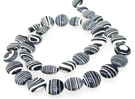 

Unique Pearls jewellery Store Round White Black Malachite Jasper 12mm Gemstone Loose Beads One Full Strand 15'' LC3-0285