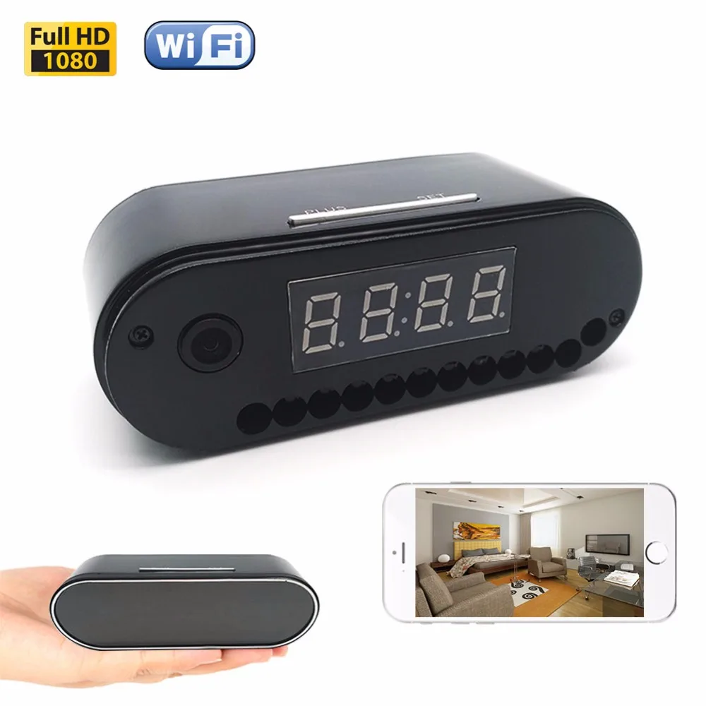 1080P H.264 настольные часы камера с будильником мини ИК Ночное Видение Wifi IP DV DVR