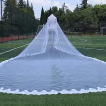 Новые 600 см Длина 300 см Ширина Роскошная свадебная фата, Кружевная Платье с вышивкой цвета слоновой кости Свадебная вуаль свадебные аксессуары свадебная фата