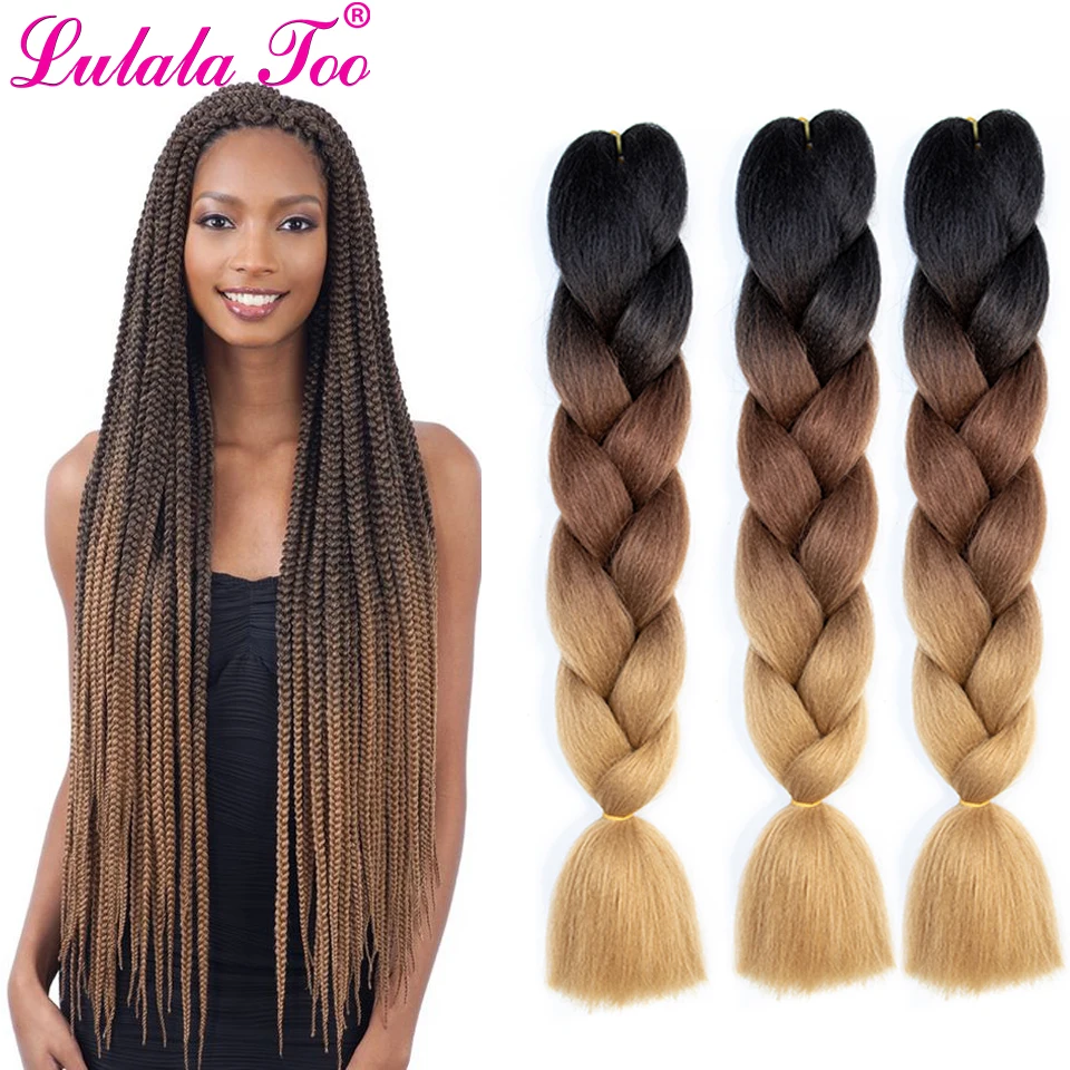 24 Polegada Jumbo Tranças de Crochê Ombre Cabelo Trança de Cabelo Sintético Tranças de Crochê 100 G/pc Extensões de Cabelo Azul Rosa Cinza Africano
