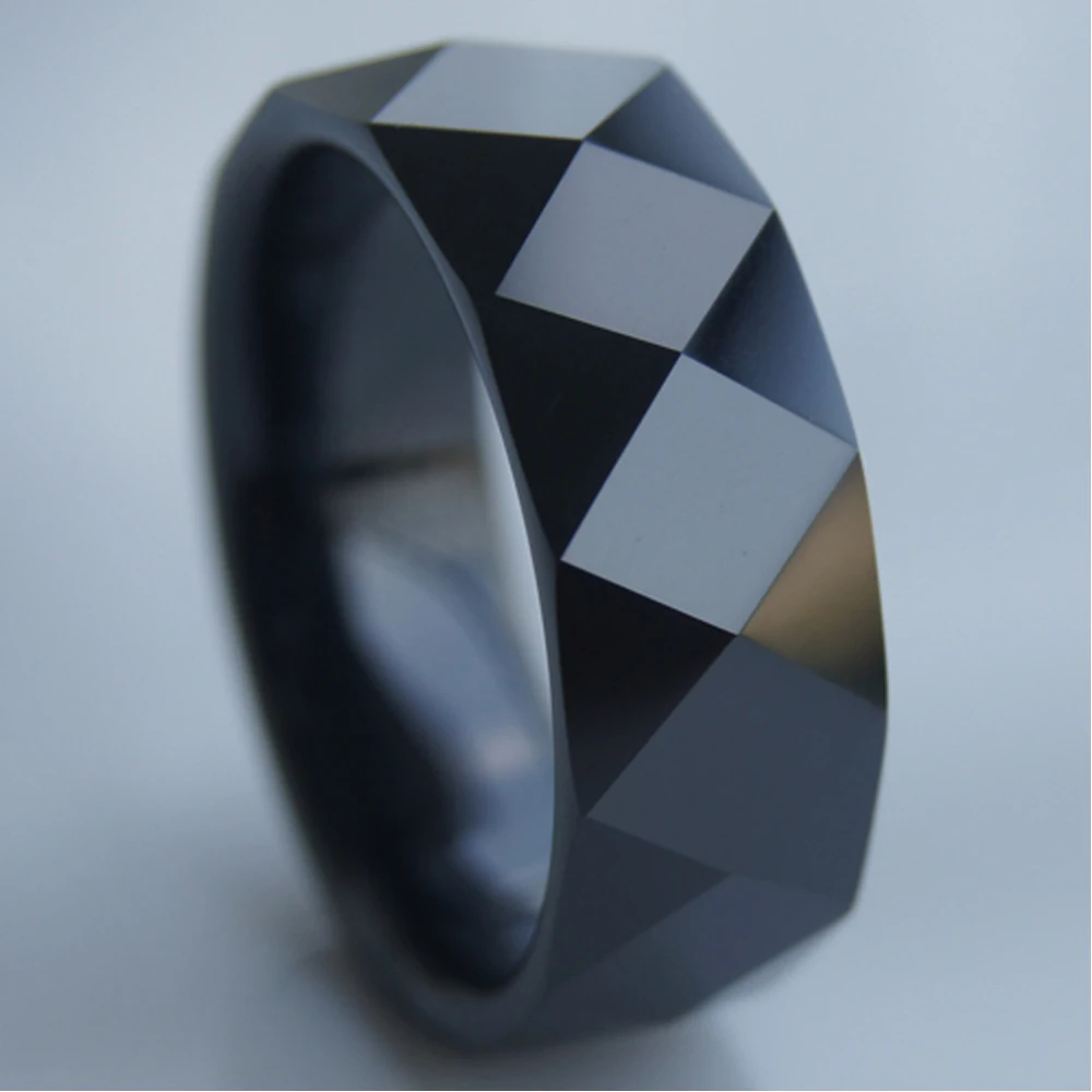 

cool facet black 8mm hi-tech scratch proof ceramic ring