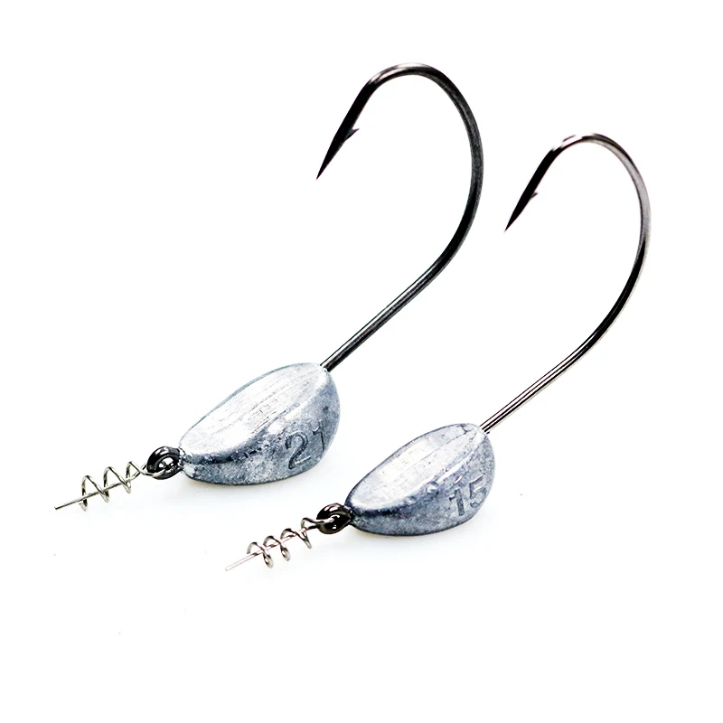 5pcs Spring Screw Jig Head Fishing Hooks 3.5g 5g 7g 10g 15g 18g 21g Stand Up Lead Head Hook with