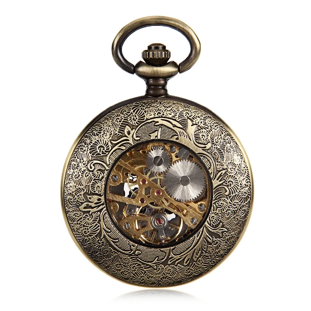 Любовник двойные птицы резные стимпанк карманные часы модные скелетные часы ручной Ветер Механические карманные часы Reloj de bolsillo