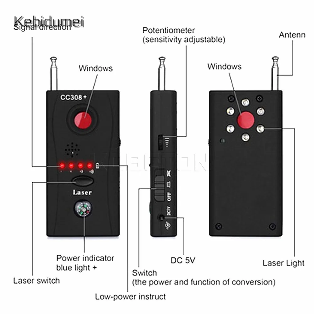 Беспроводной детектор ошибок Kebidumei CC308 полный диапазон Анти шпион GSM устройство