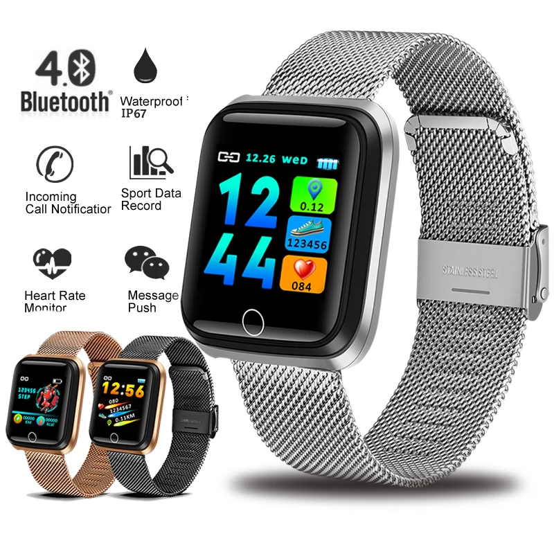 

BANGWEI 2019 New Smart Sport Watch Women heart rate Blood pressure monitor LED color display Smart Watch Men fitness tracker+BOX