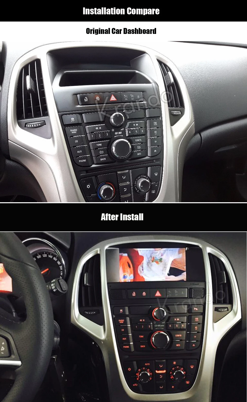 Top Krando 7" Android 8.0 car  audio radio navigation multimedia system for Opel Astra J 2010-2013 gps player bluetooth WIFI 3G DAB+ 2