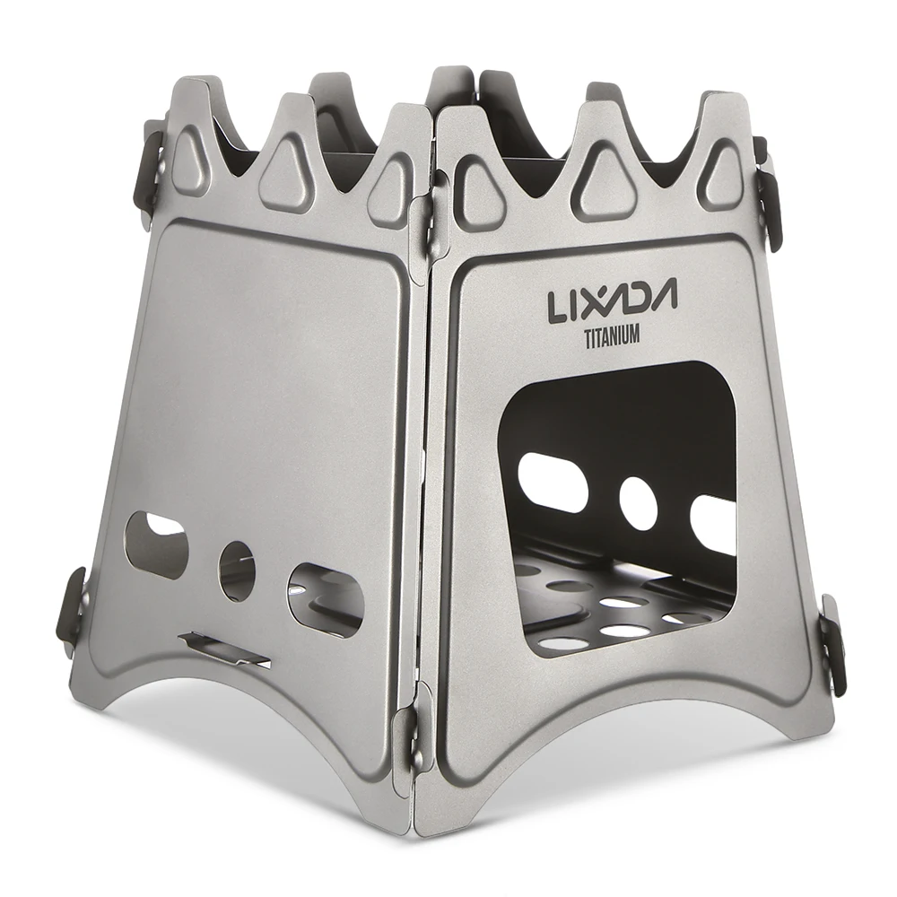

Camping Wood Stove Portable Outdoor Folding Titanium Wood Stove Burning for Backpacking Survival Cooking Picnic Hunting
