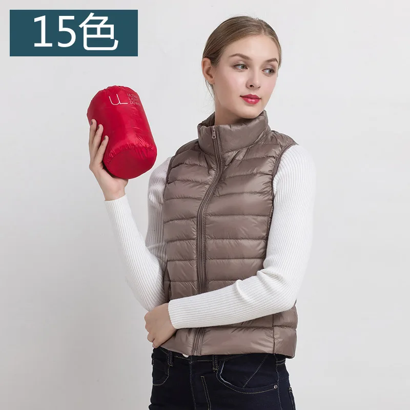 

New Women's Vest Ultra Light Down Vests Sleeveless Jacket Gilet colete feminino de inverno Plus size S - XXXL 15 Colors