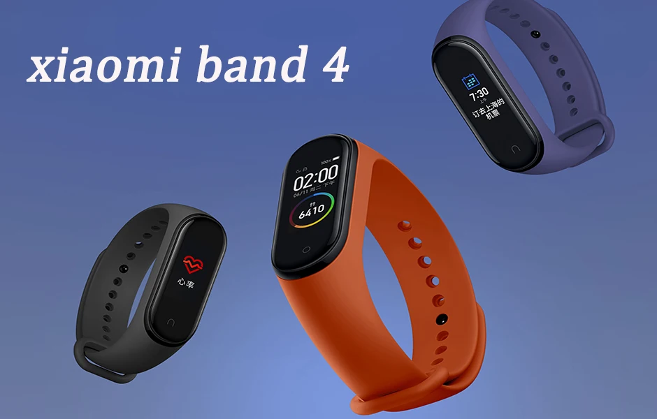 Оригинальный Xiaomi Mi смарт-браслет 4 фитнес-браслет MiBand 4 Частота сердечных сокращений большой сенсорный экран сообщение Smartband