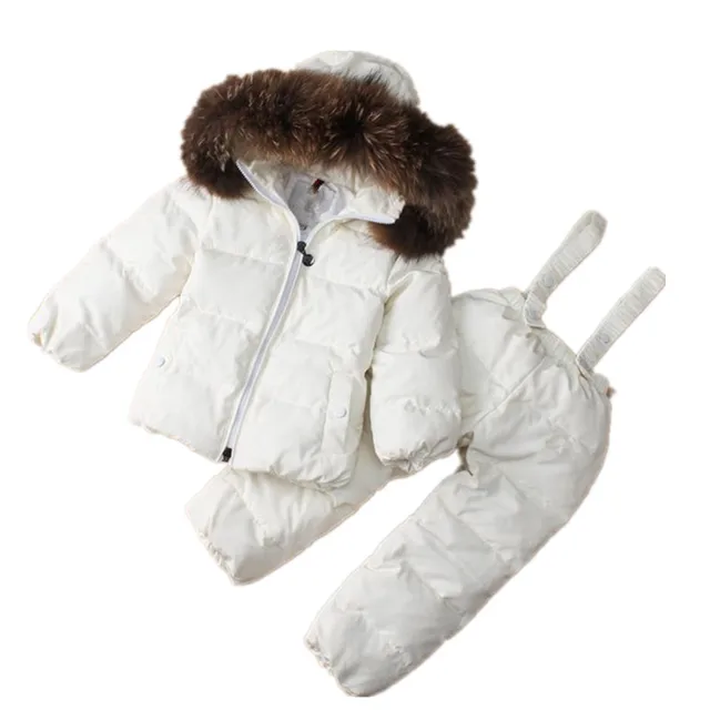 Best price at $125 Cheap Latest boy Girls Fashion Winter Down Suit Long Sleeve Hooded Zipper Long Pants Suit Pure Color Thicken Keep Baby Suit HL0057