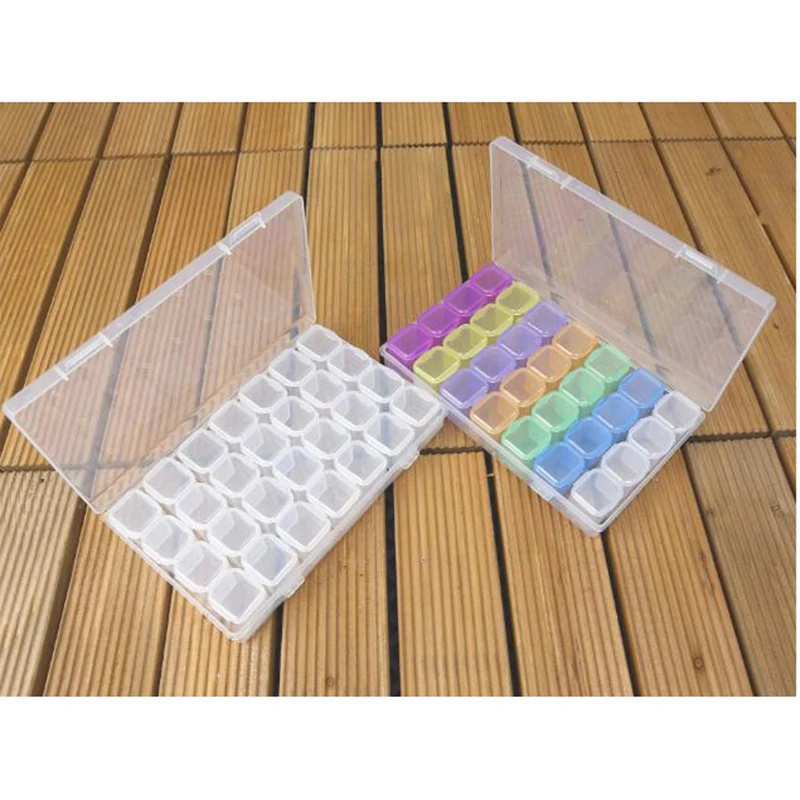 

28 Slots diamond painting Box Accessories Clear plastic Beads Display Storage Boxes diamond Embroidery tools Accessory