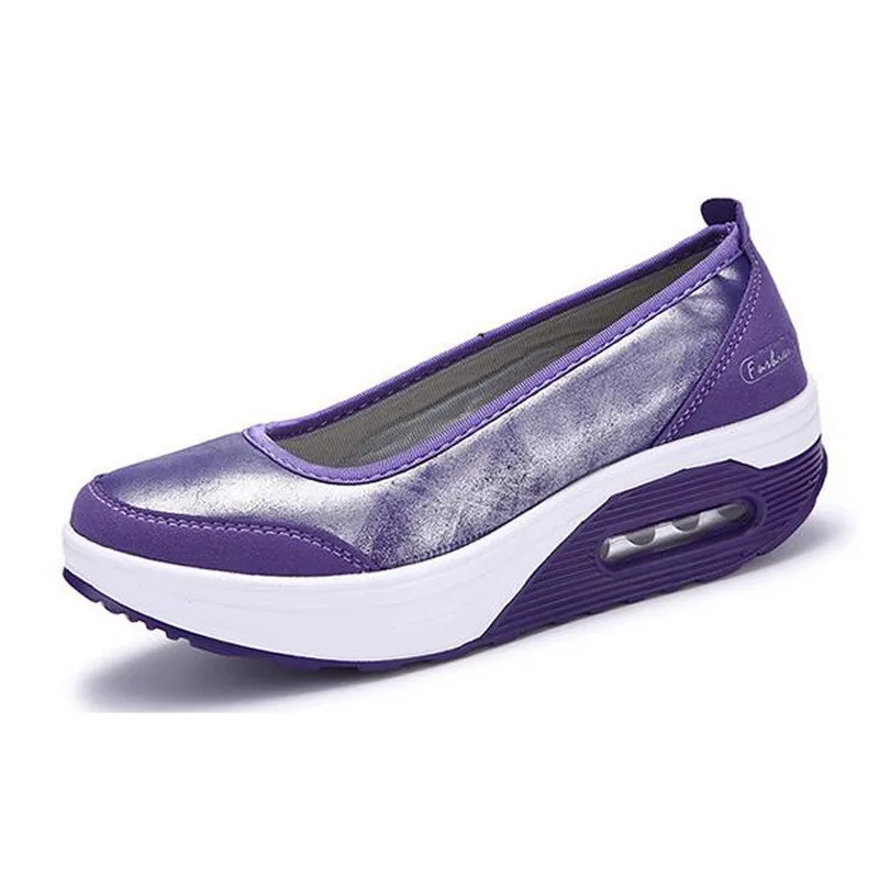 

2019 Woman Flats Platform PU Cotton Patchwork Shaking Thick Bottom Bright Shoes Woman Spring Plus Size 35-41 XWR080