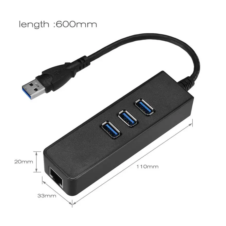 

Adroit drop shipping 4 Port Hub USB 3.0 Gigabit Ethernet Lan RJ45 Network Adapter to 1000Mbps For PC 30S7430