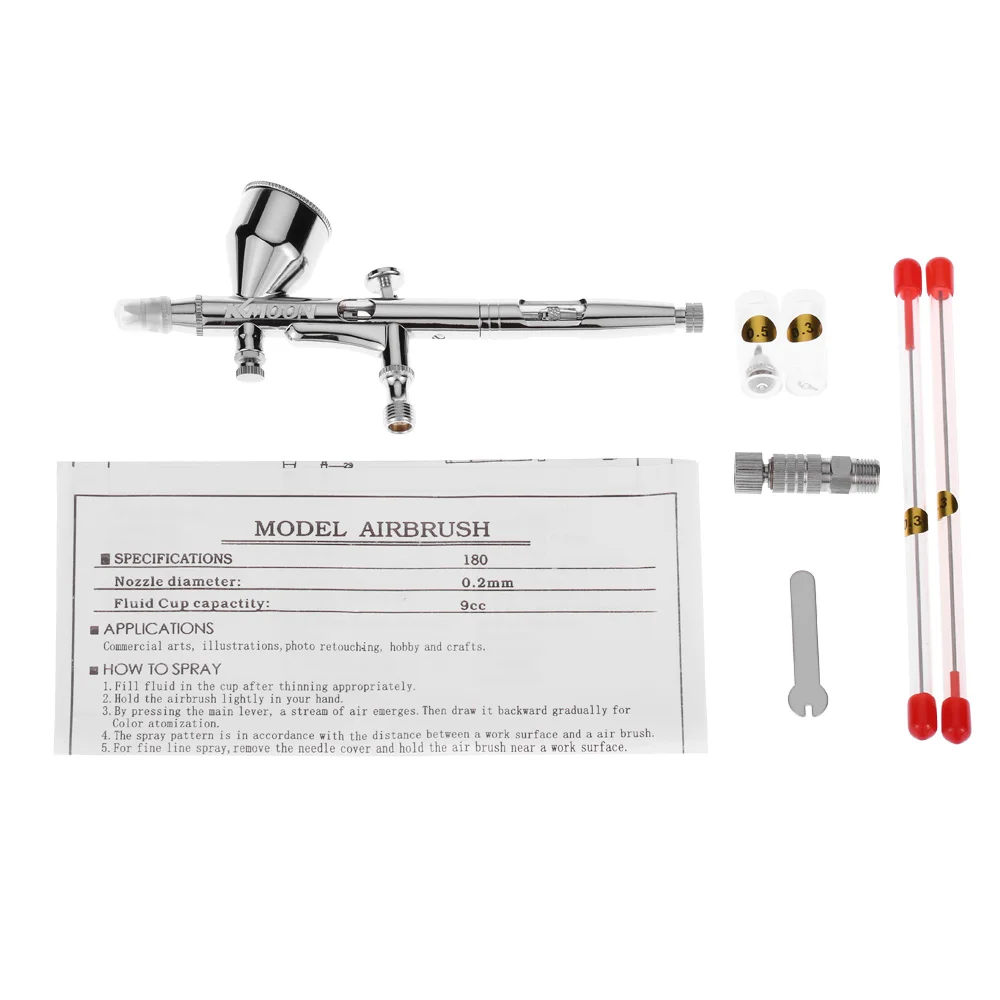 

Dual-Action aerografo spray gun 0.2/0.3/0.5mm 9cc Gravity Feed Airbrush Kit Set for Art Craft Model Body Nail Air Brush