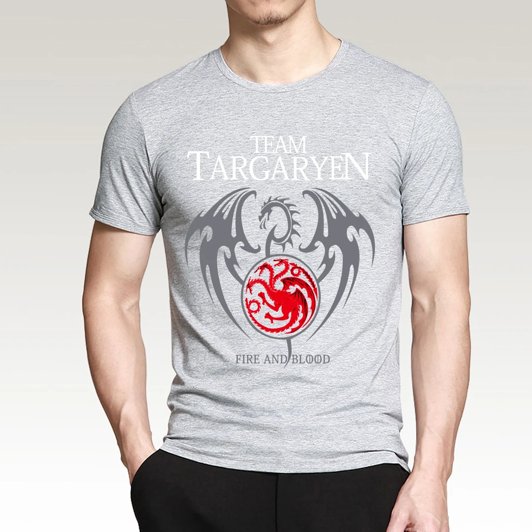 

Targaryen Fire & Blood Tee Shirts 2019 New Summer Men T-Shirt 100% Cotton High Quality Male T-Shirts Game of Thrones Men T Shirt