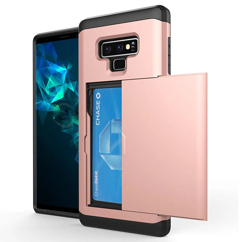 

Hybrid Rugged Armor Shockproof Hard Shell Case Cover with Card Holder Slot For Samsung Galaxy Note 10 S8+ S9 S7 Edge Wallet Case