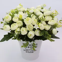 30 см искусственные цветы 3 вилки 13 голов/Букет Малый бутон шелковые розы моделирование с цветами и зелеными листьями Hom decora для свадьбы
