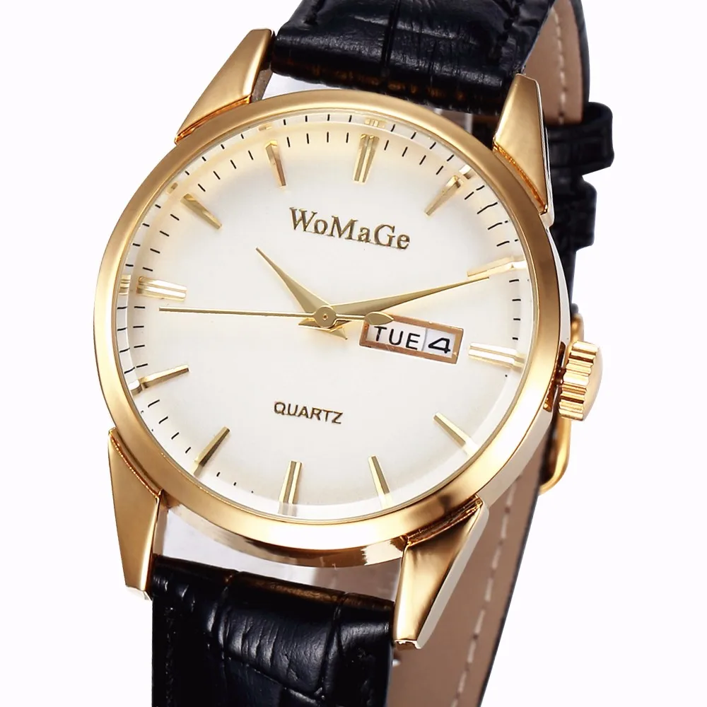 WoMaGe, роскошные Брендовые Часы унисекс, чехол из розового золота, наручные часы, Relogios, Кварцевые женские наручные часы, часы на день и дату