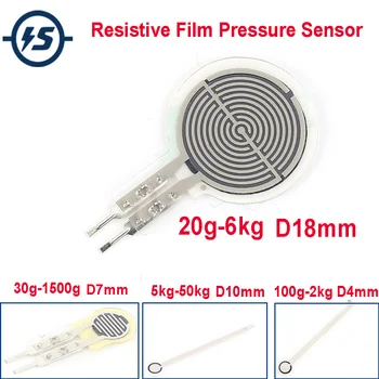 

Resistive Film Pressure Sensor 4mm 7mm 10mm 18mm Flexible Force Sensitive Resistor for Robot Wearable Device 20g-6kg 5kg-50kg