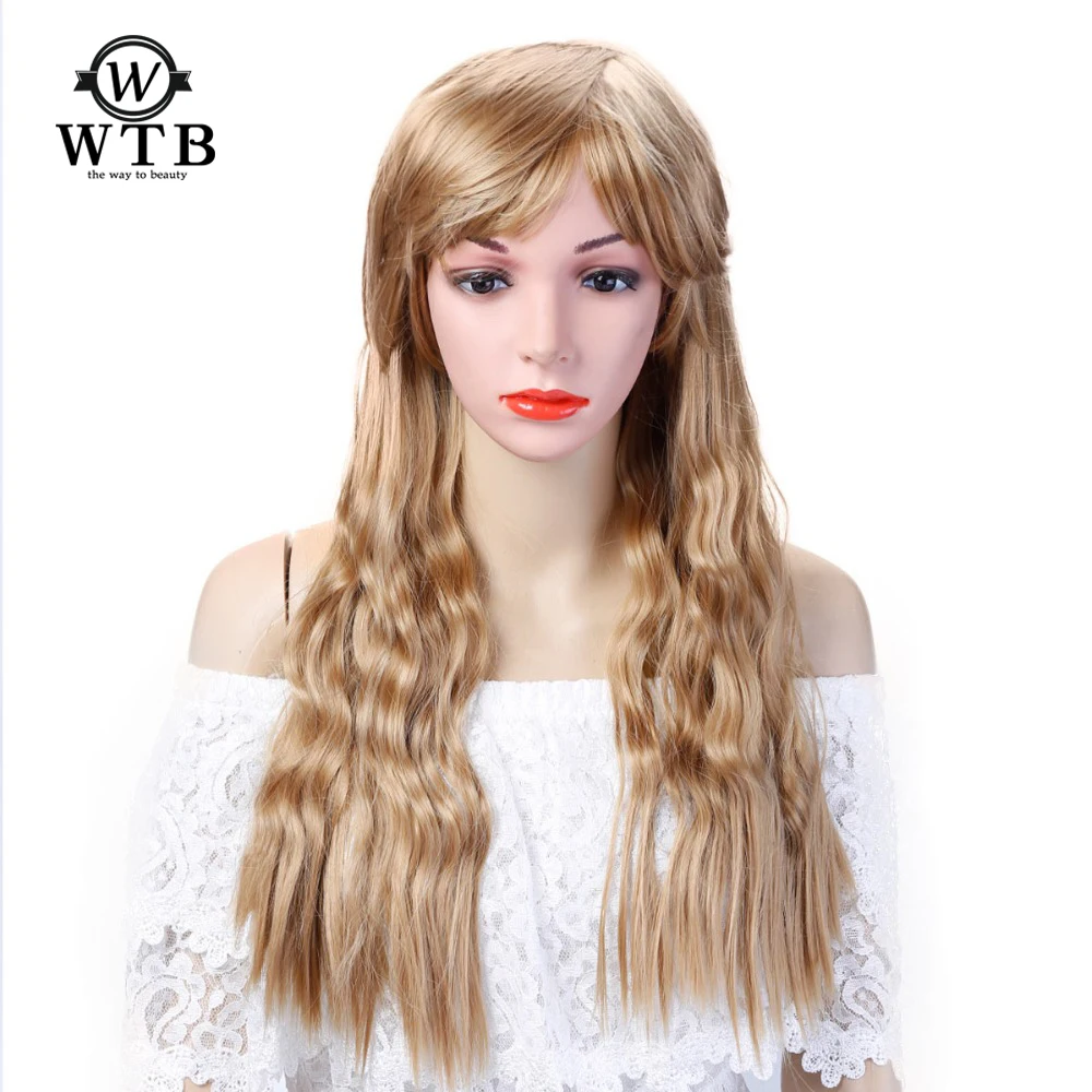 WTB длинные волнистые парики для женщин синтетические высокотемпературные волокна косплей парики для афро-американских волос полная