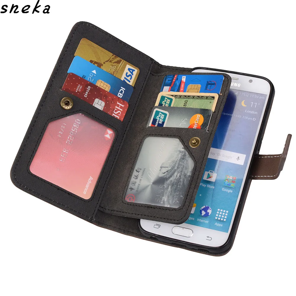 sFor Huawei P8 P9 Lite 2017 Case Luxury leather Multifunction Nine cards Wallet Flip Stent For