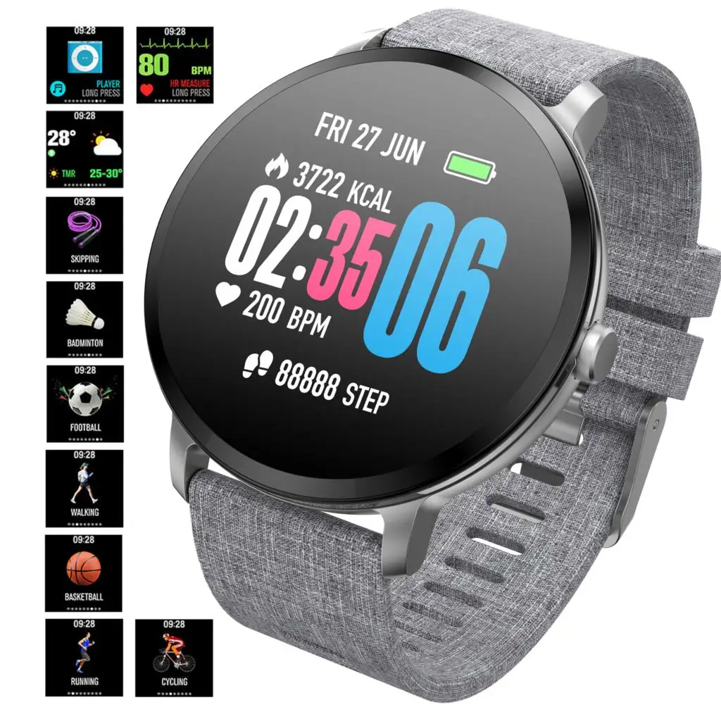 

OGEDA Sports Smart watch V11 waterproof IP67 Tempered glass Activity Fitness tracker Heart rate monitor Top Luxury Smart watch
