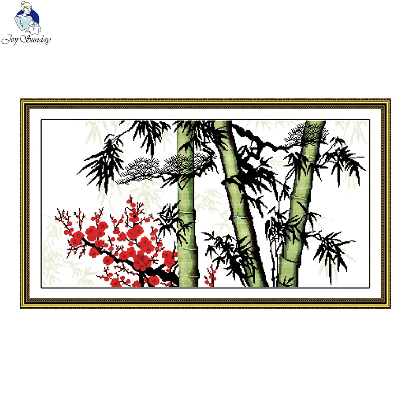 

Joy Sunday Pine, Bamboo and Plum (1) Patterns Counted Cross Stitch kit DIY Hand Made Cotton Thread Embroidery set Send Gift