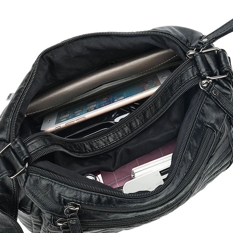 couro do plutônio crossbody bolsa multi-bolsos saco
