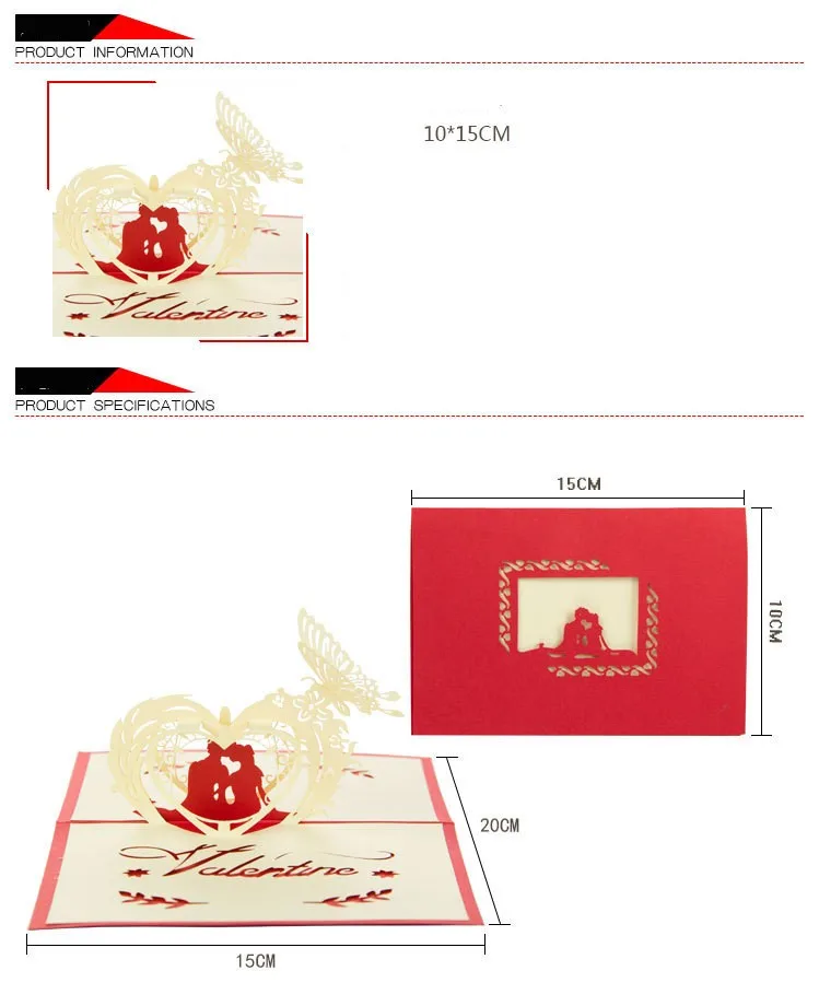 10 шт. креативная ручная работа 3D День Святого Валентина поздравительная открытка на заказ праздничная открытка ручной работы подарок на день Святого Валентина