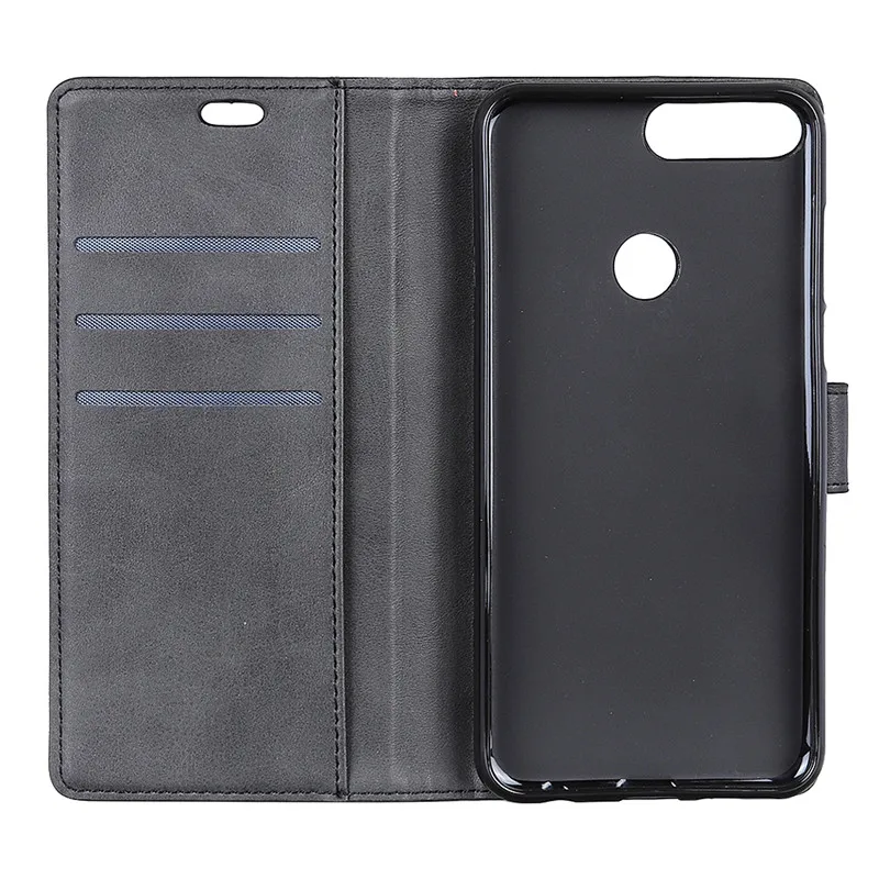 For Funda Huawei Y7 Prime 2018 Case Plain Leather Case Business Cover For Huawei Y7Prime 2018 Case Wallet Flip Stand Phone Cases (3)