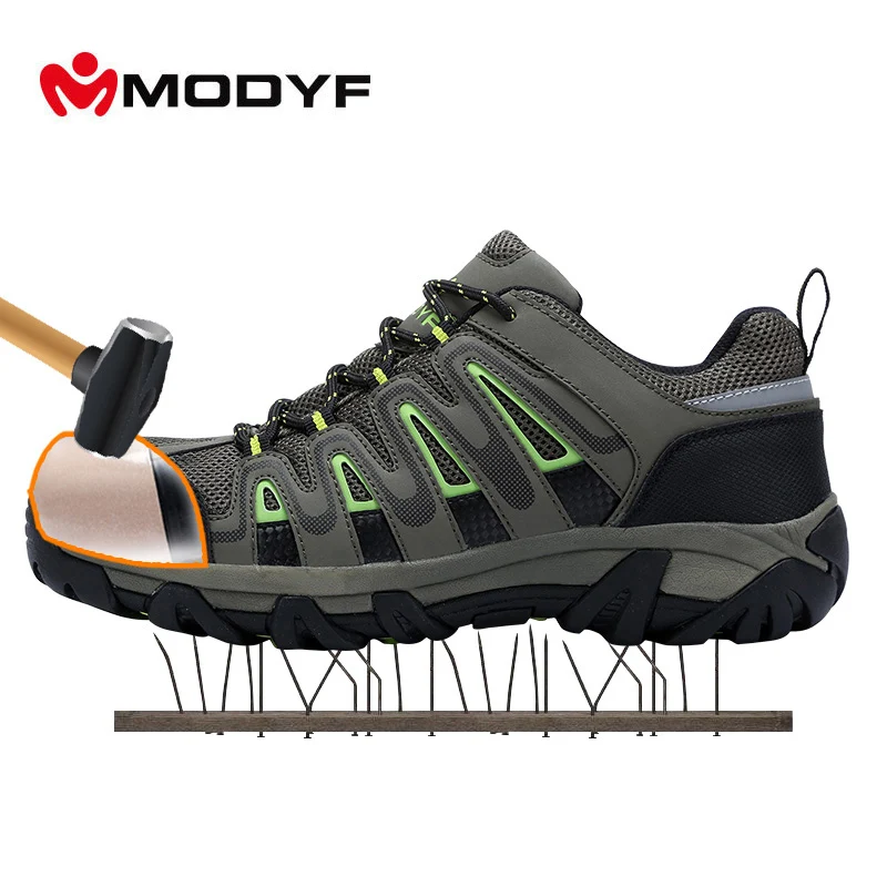 

MODYF Outdoor Shoes For Men Steel Toe Cap Safety Shoes Breathable Climbing Sneaker Anti-smashing Puncture Proof Shoes