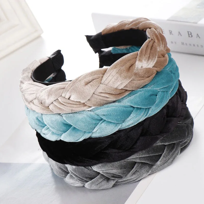 

Bohemian Velvet Braided Knitted Hairband Headband Hair Accessories