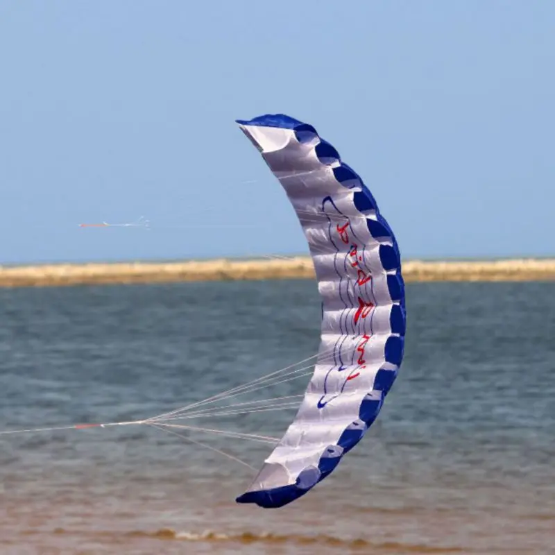 Парафойл нейлоновый спортивный воздушный змей для путешествий парапланерный кайтсерф спортивная игрушка для взрослых парашют двойная линия трюк воздушный змей парапенте аксессуар - Цвет: Синий