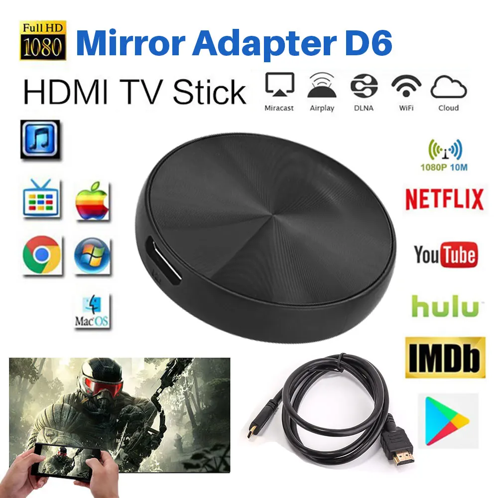 Android tv Stick поддерживает YouTube Netflix Anycast Miracast Airplay DLNA 1080 P HDMI WiFi адаптер|SmartTV-стики и