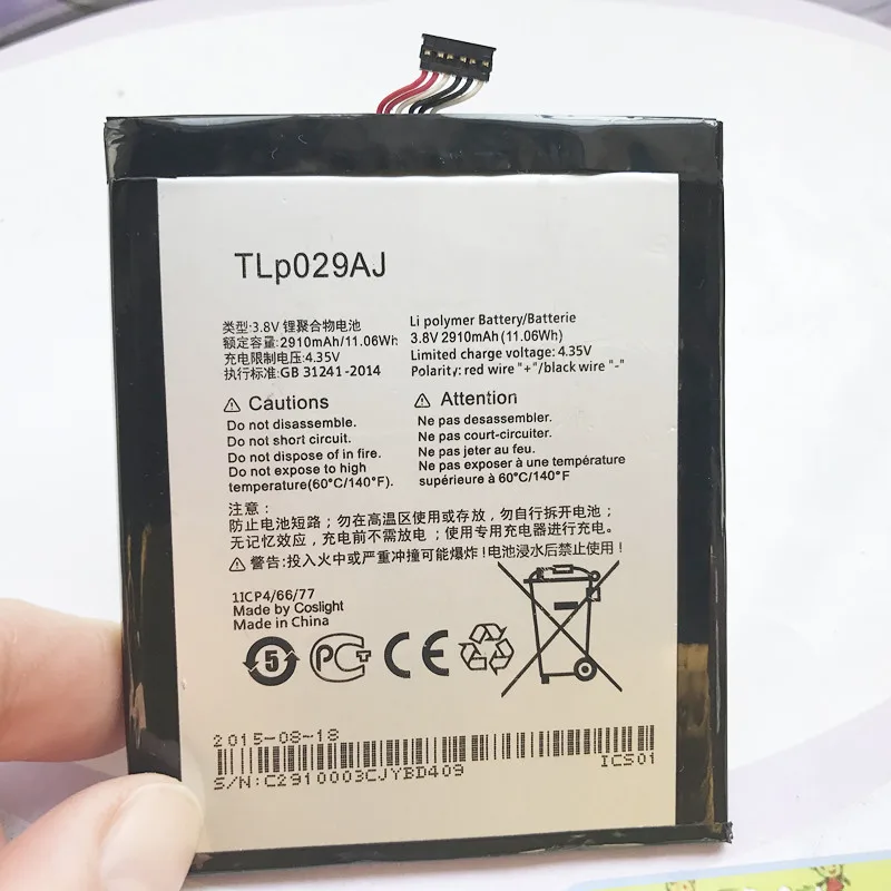 

Original High Quality 2910mAh TLp029A1 / TLp029AJ Battery For Alcatel OneTouch Pop 3 5.5" OT-5025 OT-5025D Cell Phone Batteries