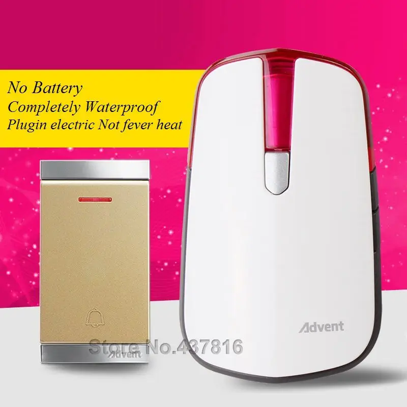 Super Waterproof Household Wireless Doorbell 1 Transmitter+1 Receiver No Need Battery Plugin Electric Not fever heat | Обустройство