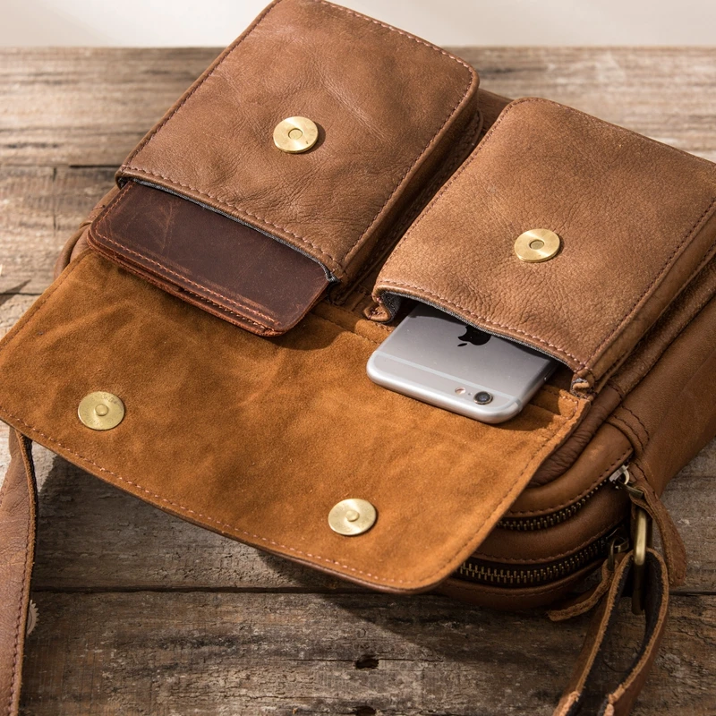 Goedkoop Eumoan Originele Retro Lederen Mannen Tas Eenvoudige Handgeschilderde Frosted Lederen Schoudertas Kruis Handtas